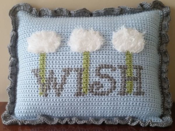 Dandelion Wish Crochet Pillow - front