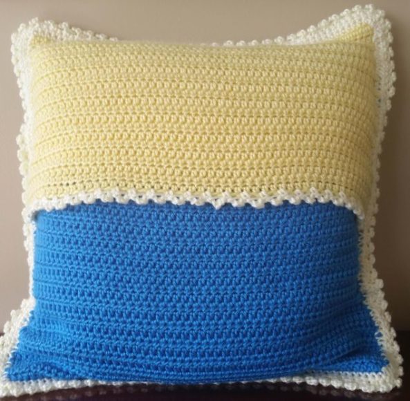 Summer Stripes Crochet Pillow - back