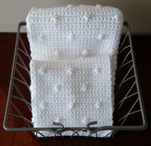 Crochet Bobble Towel & Washcloth Set - folded