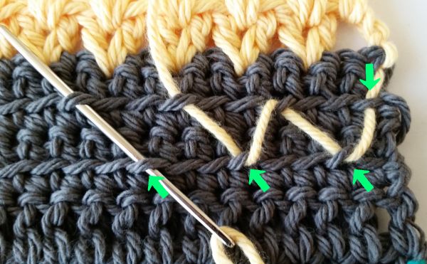 Fiesta crochet Apron - arrow detail