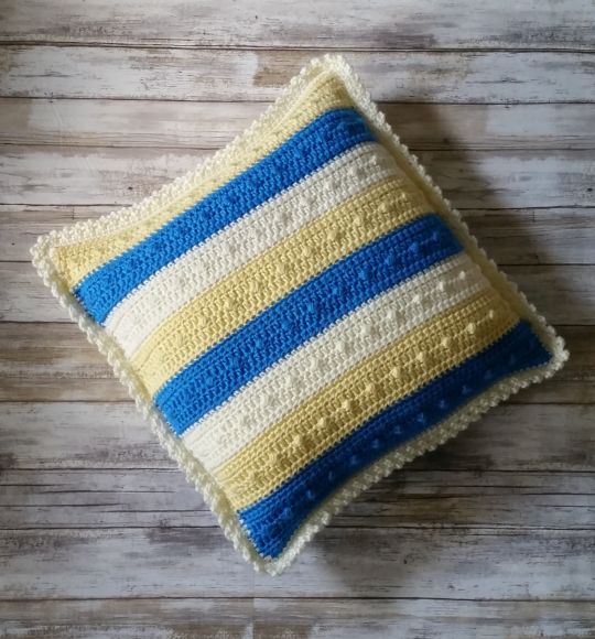 Summer Stripes Crochet Pillow - front