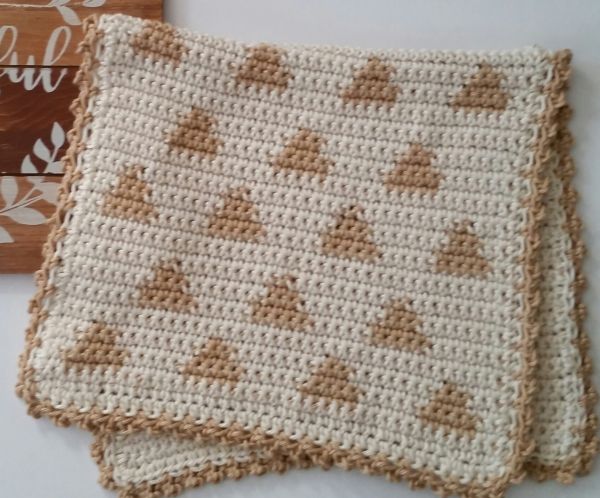 Triangle Print Crochet Towel - folded