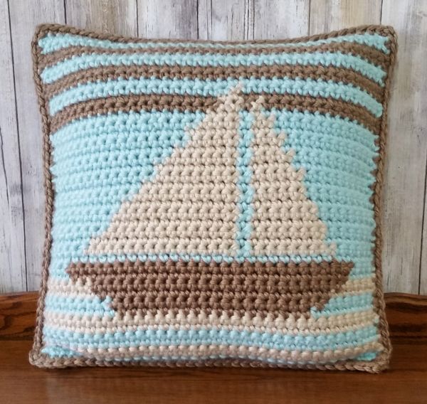 Farmhouse Nautical Pillow - Boat - Free Crochet Pattern