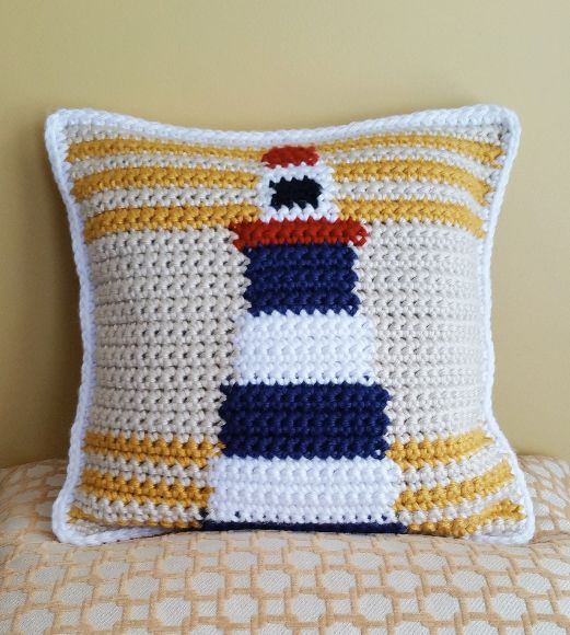 Lighthouse Crochet Pillow