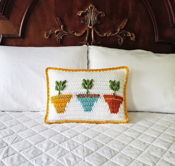 Crazy Plant Lady Pillow: Tapestry Crochet Pattern - Crafting for Weeks